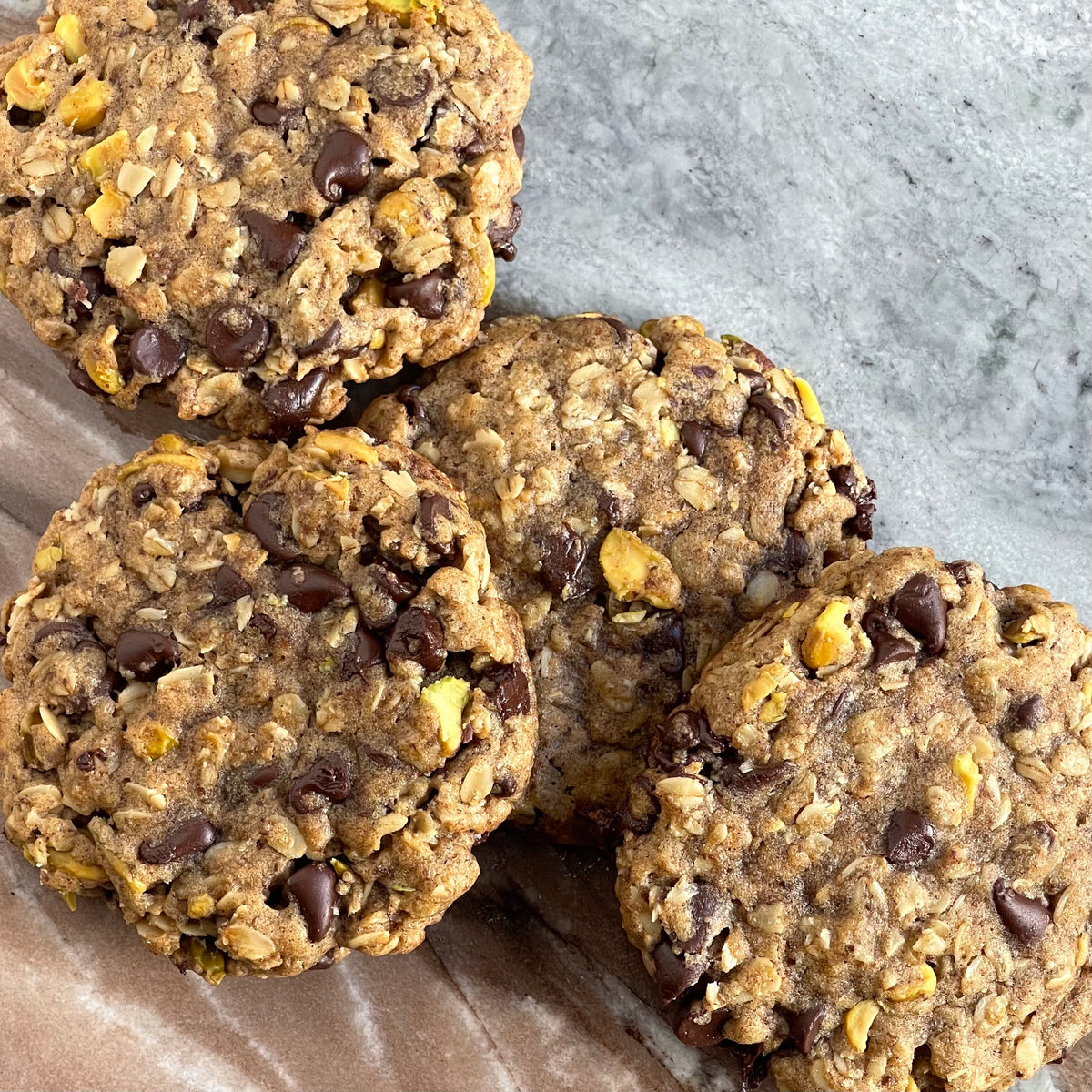 Pistachio Chocolate Oatmeal Cookies